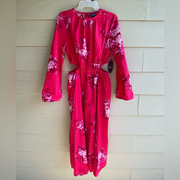 NWT Scoop Side Cut Out MIDI Dress - Medium ,Orchid Floral Pink - Picture 3 of 6